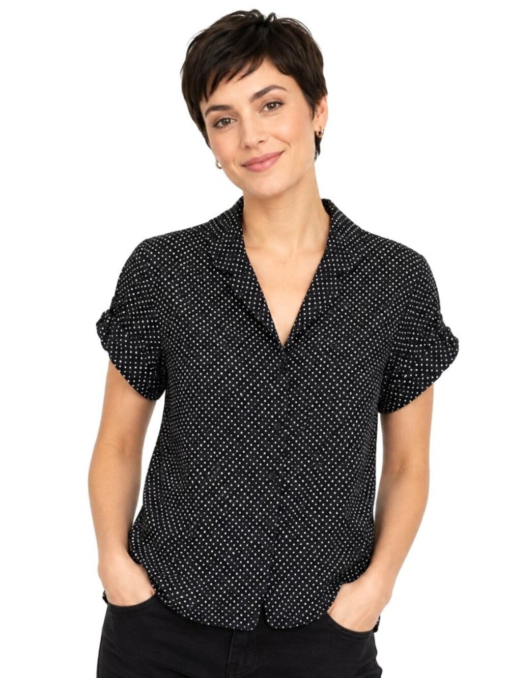 Akris Punto Polka Dot Eyelet Short Sleeve Cotton Blazer